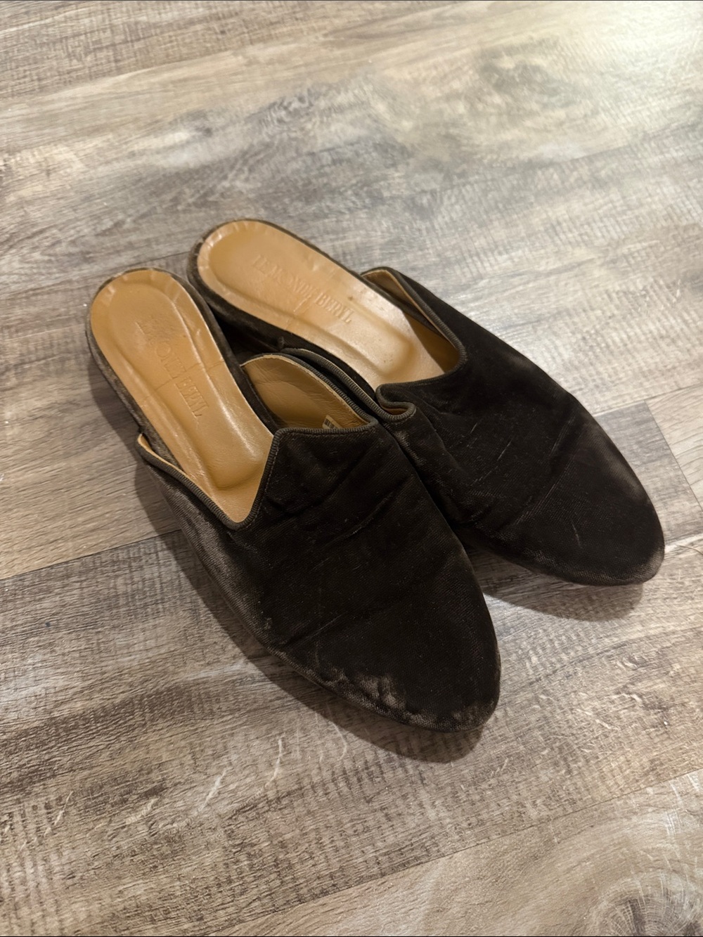 Velvet Slip-On Mules with Leather Insole